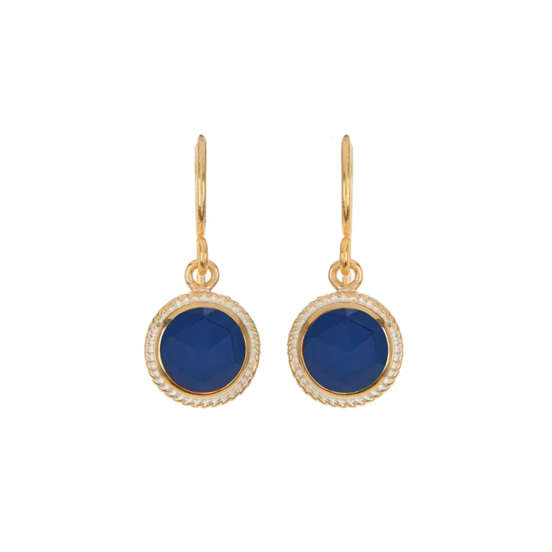 Blue Sapphire Circle Drop Earrings sold by Anna Beck