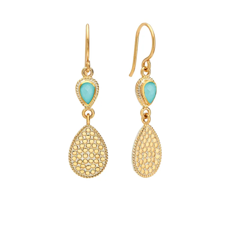 Turquoise and White Quartz Doublet Double Drop Earrings sold by Anna Beck