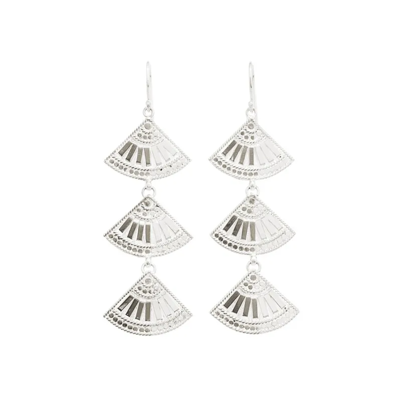Triple Fan Earrings - Silver sold by Anna Beck