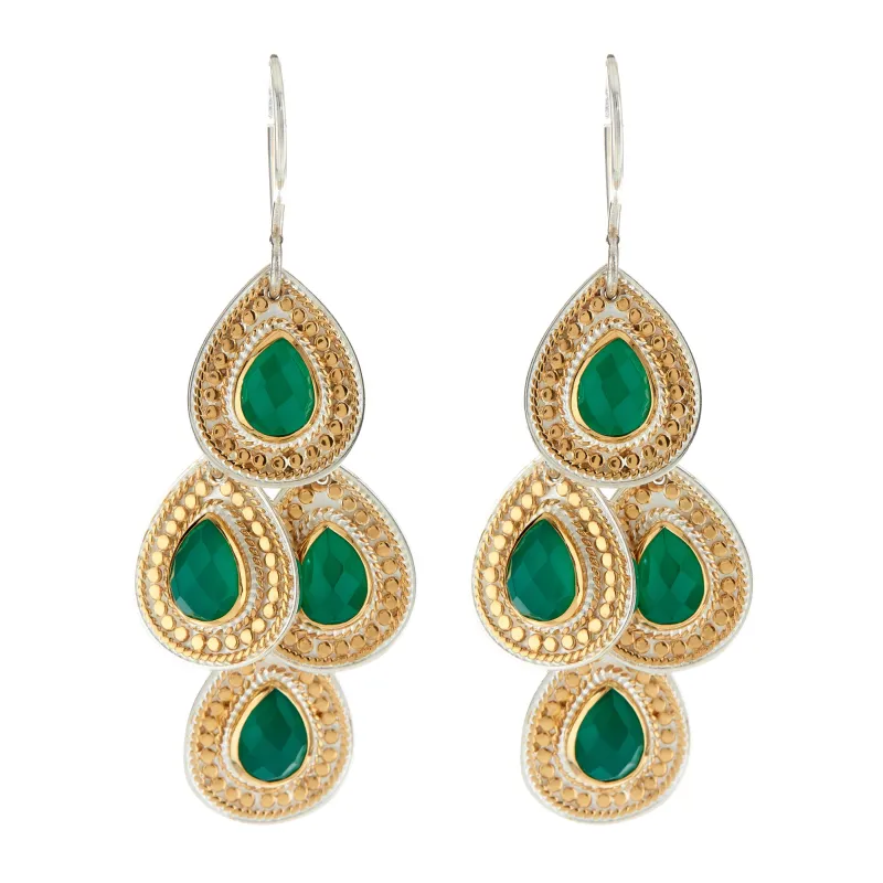 Green Onyx and White Quartz Chandelier Earrings sold by Anna Beck