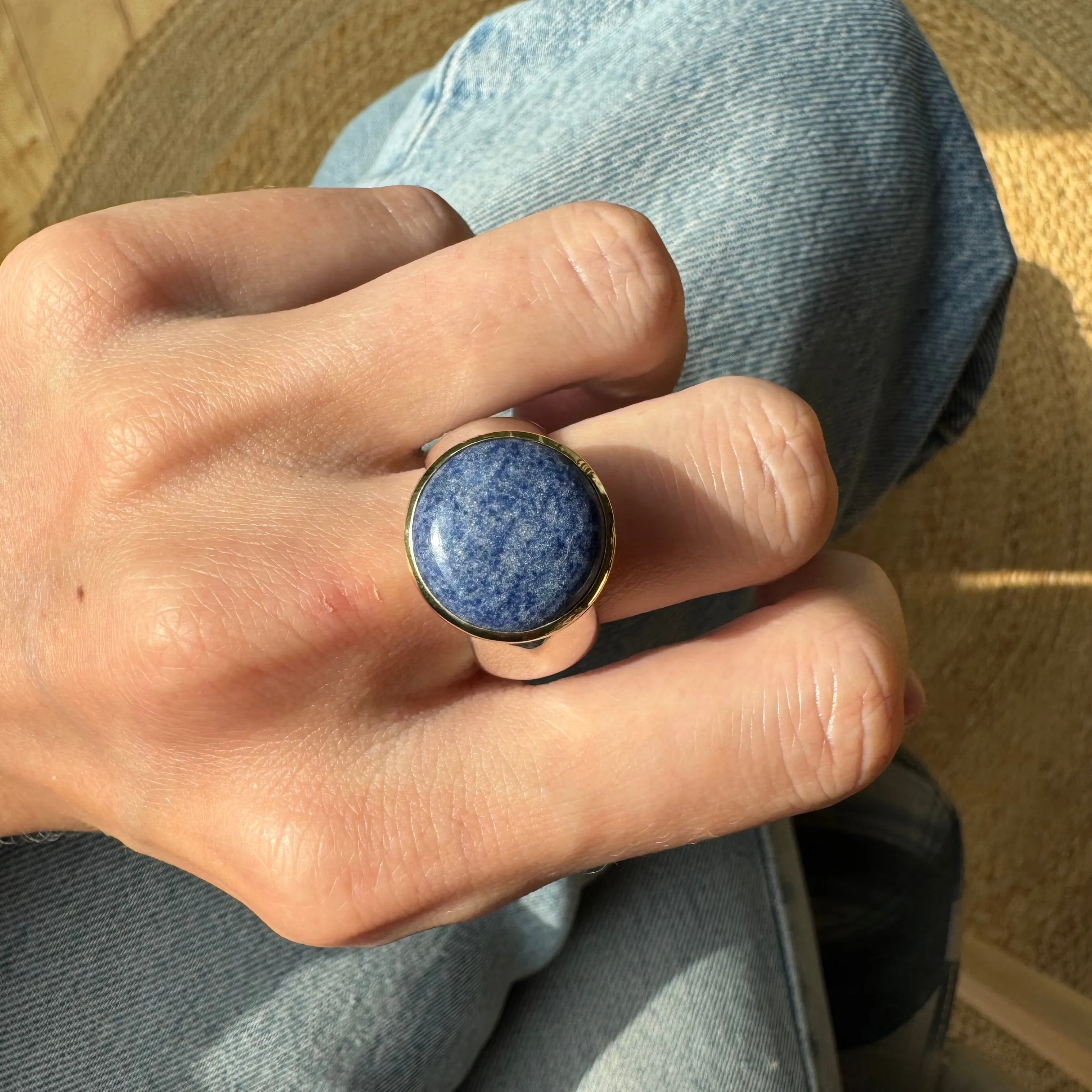 Large Wavy Dumortierite Signet Ring - Two Tone - AS IS - FINAL SALE sold by Anna Beck