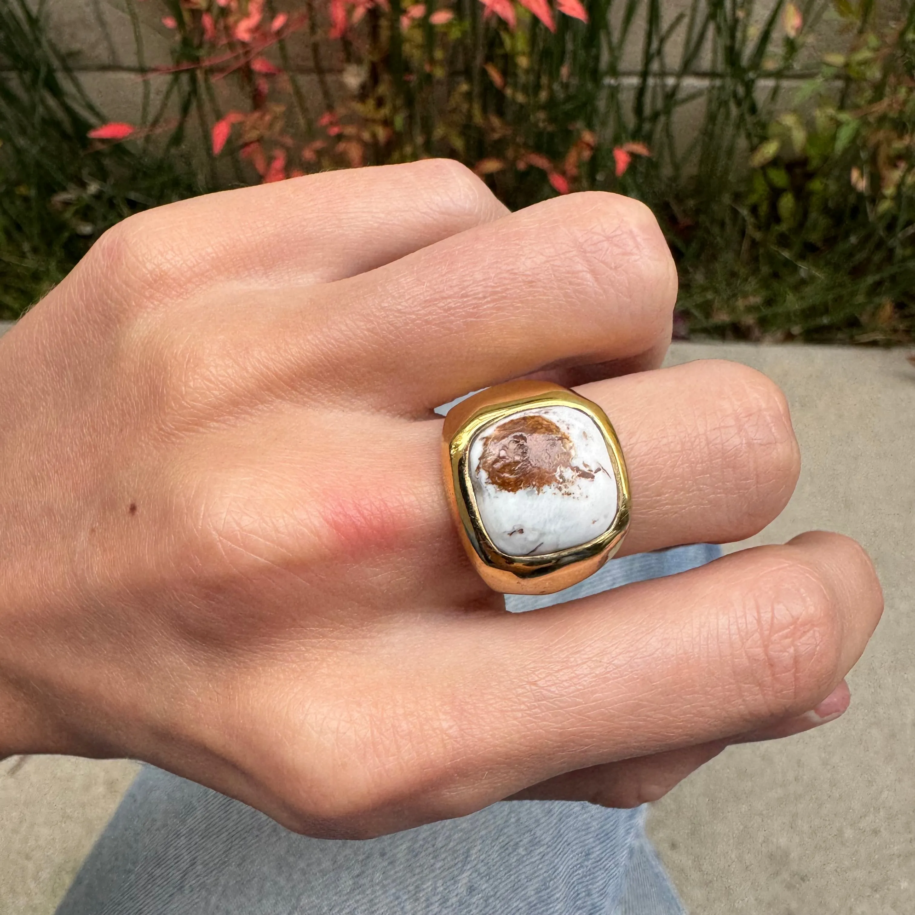 White Buffalo Turquoise Square Signet Ring - AS IS - FINAL SALE sold by Anna Beck