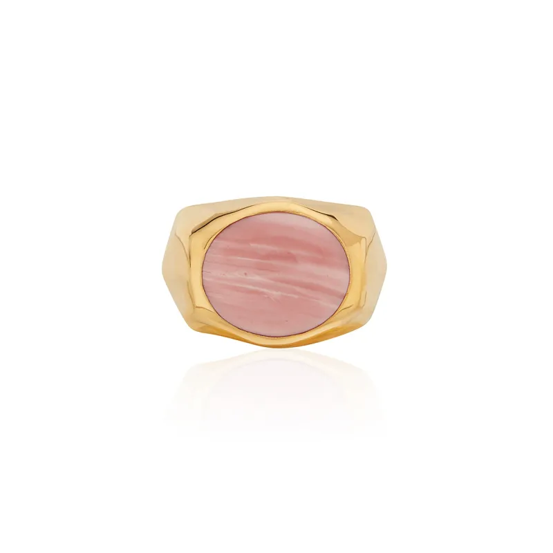Large Oval Pink Opal Signet Ring - AS IS - FINAL SALE made by Anna Beck