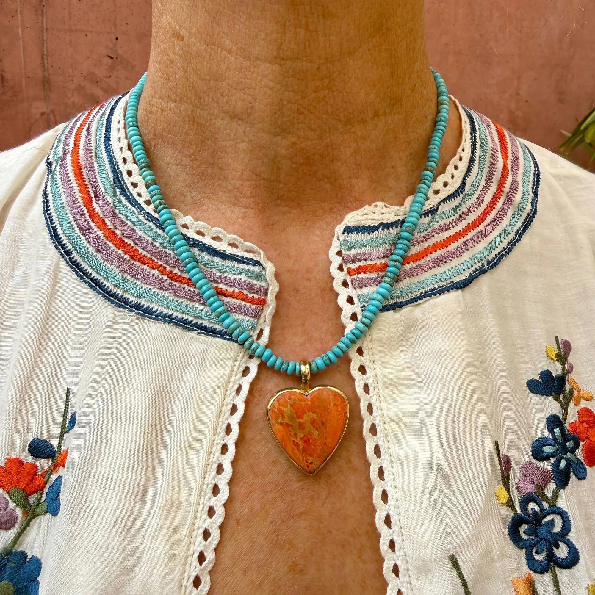 Turquoise & Sunstone Heart Pendant Necklace - Removable sold by Anna Beck product image thumbnail 2