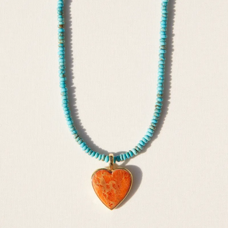Turquoise & Sunstone Heart Pendant Necklace - Removable sold by Anna Beck