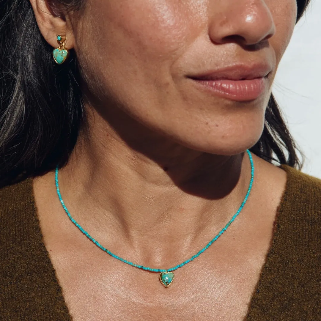 Mini Turquoise Heart Earrings sold by Anna Beck product image thumbnail 2