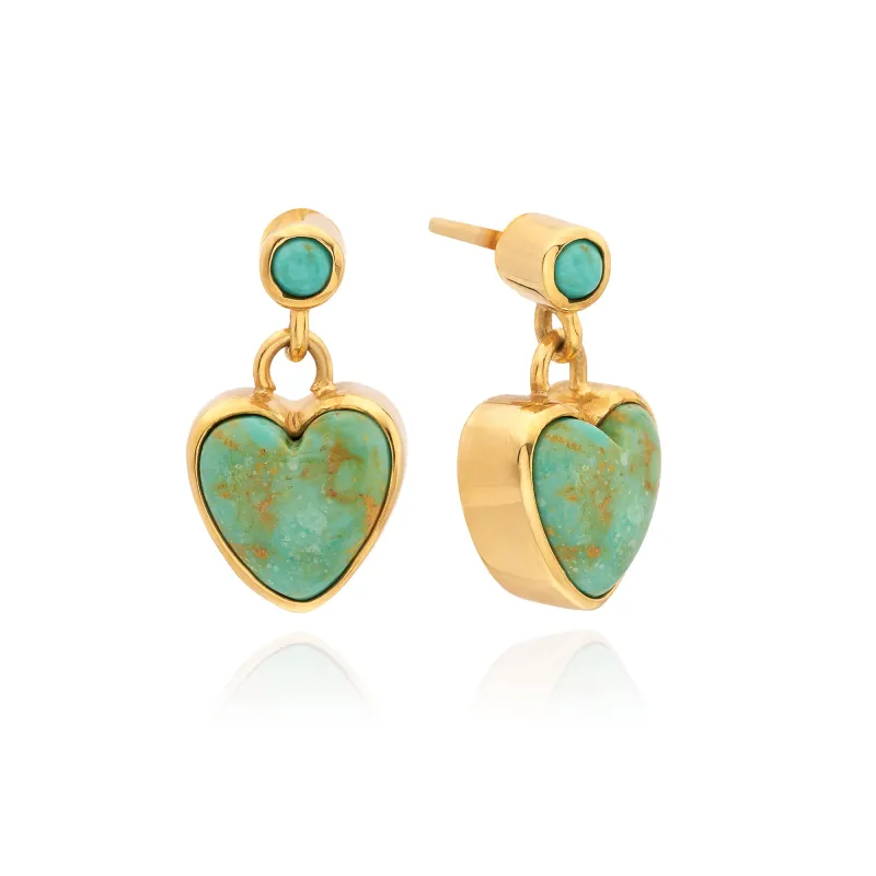 Mini Turquoise Heart Earrings sold by Anna Beck