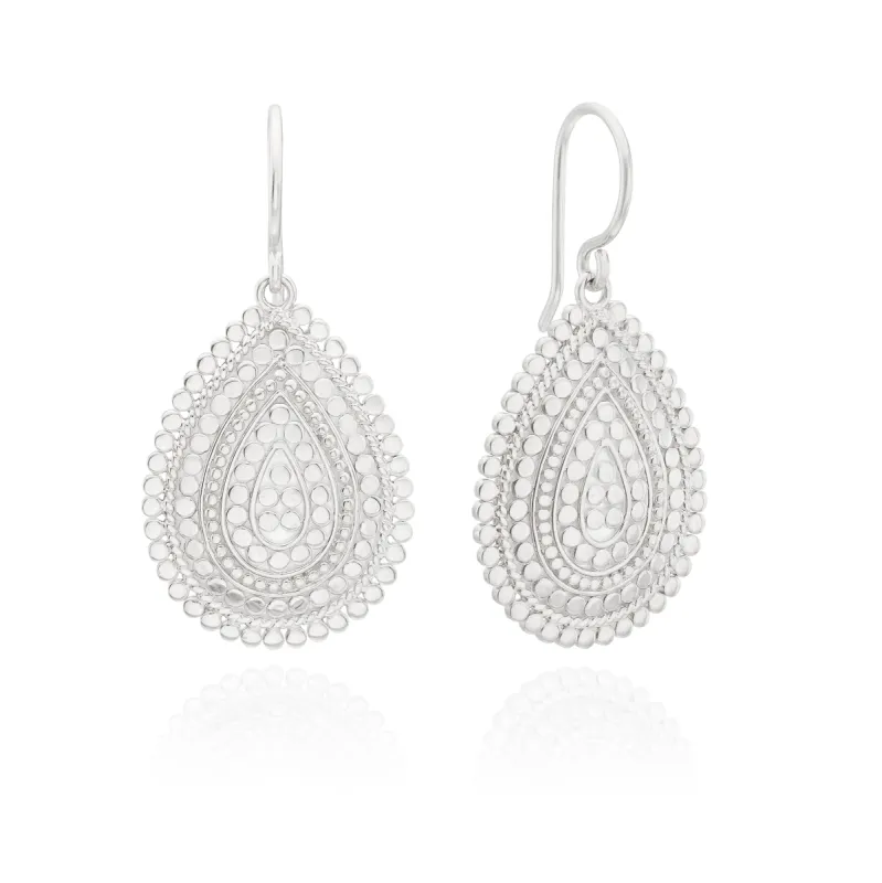 Medium Scalloped Drop Earrings - Silver sold by Anna Beck