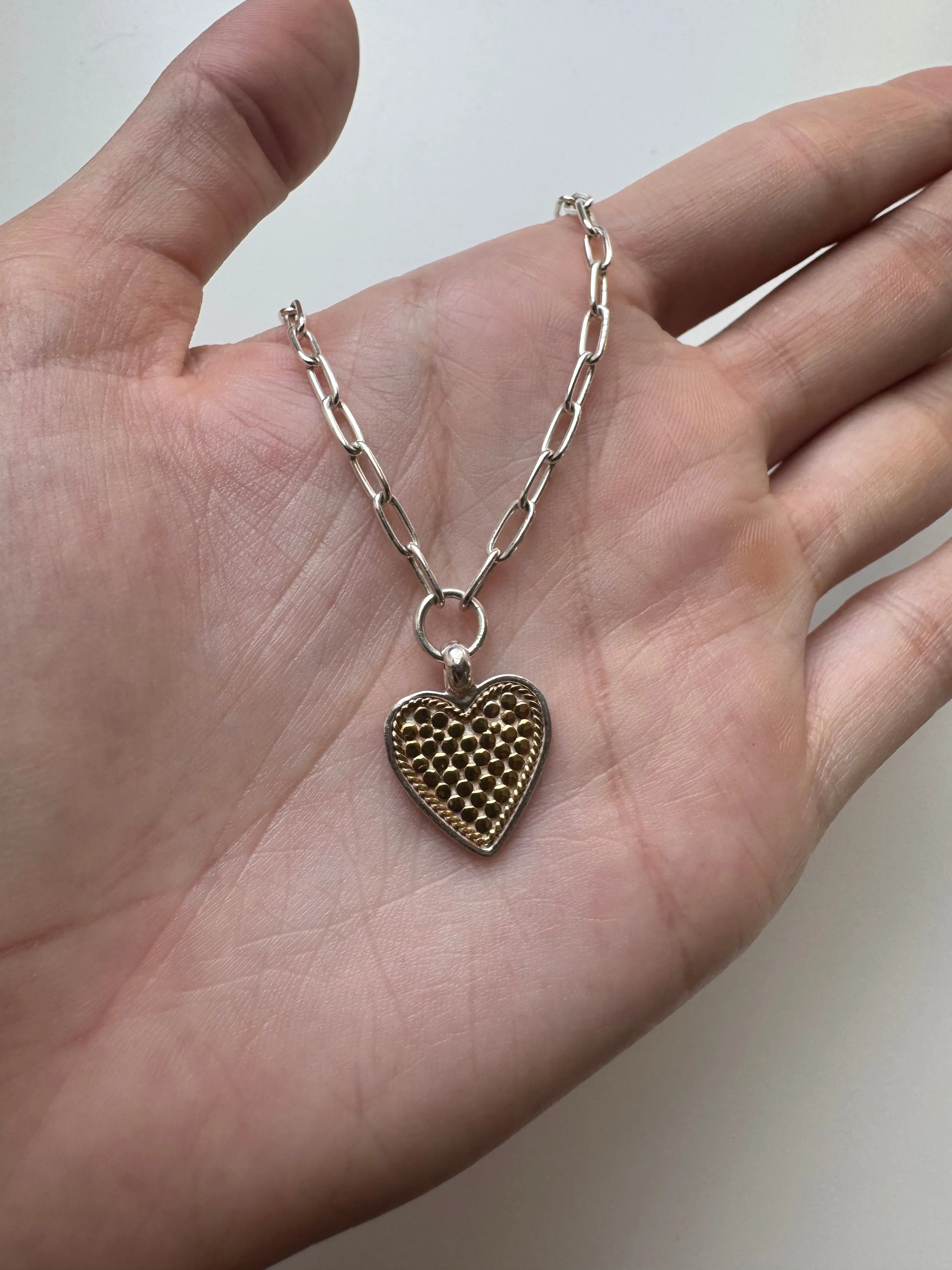 Medium Heart Engraved Necklace - Gold & Silver - AS IS - FINAL SALE sold by Anna Beck product image thumbnail 3