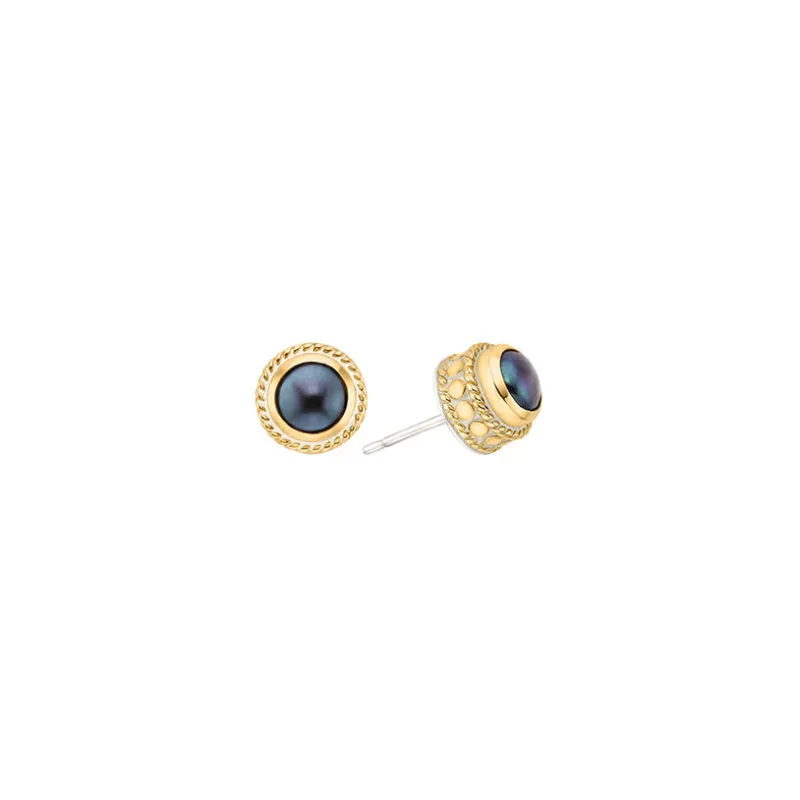 Blue Pearl Stud Earrings - Gold-AS IS - FINAL SALE made by Anna Beck