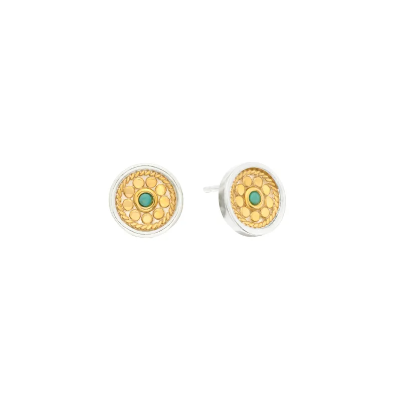 Flora Turquoise Studs - Two Tone made by Anna Beck