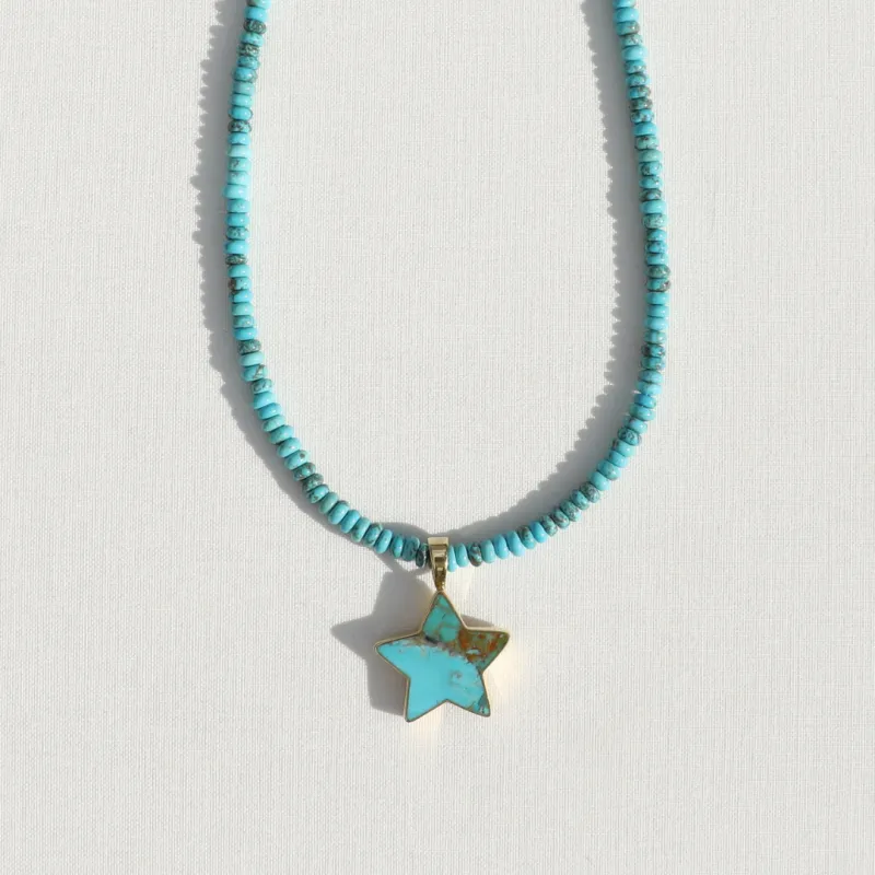 Turquoise Beads x Turquoise Star Necklace made by Anna Beck