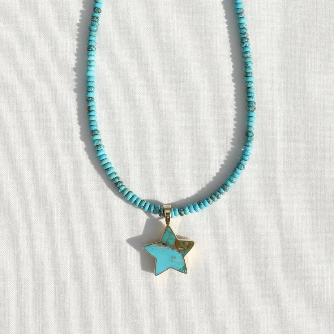 Turquoise Beads x Turquoise Star Necklace sold by Anna Beck