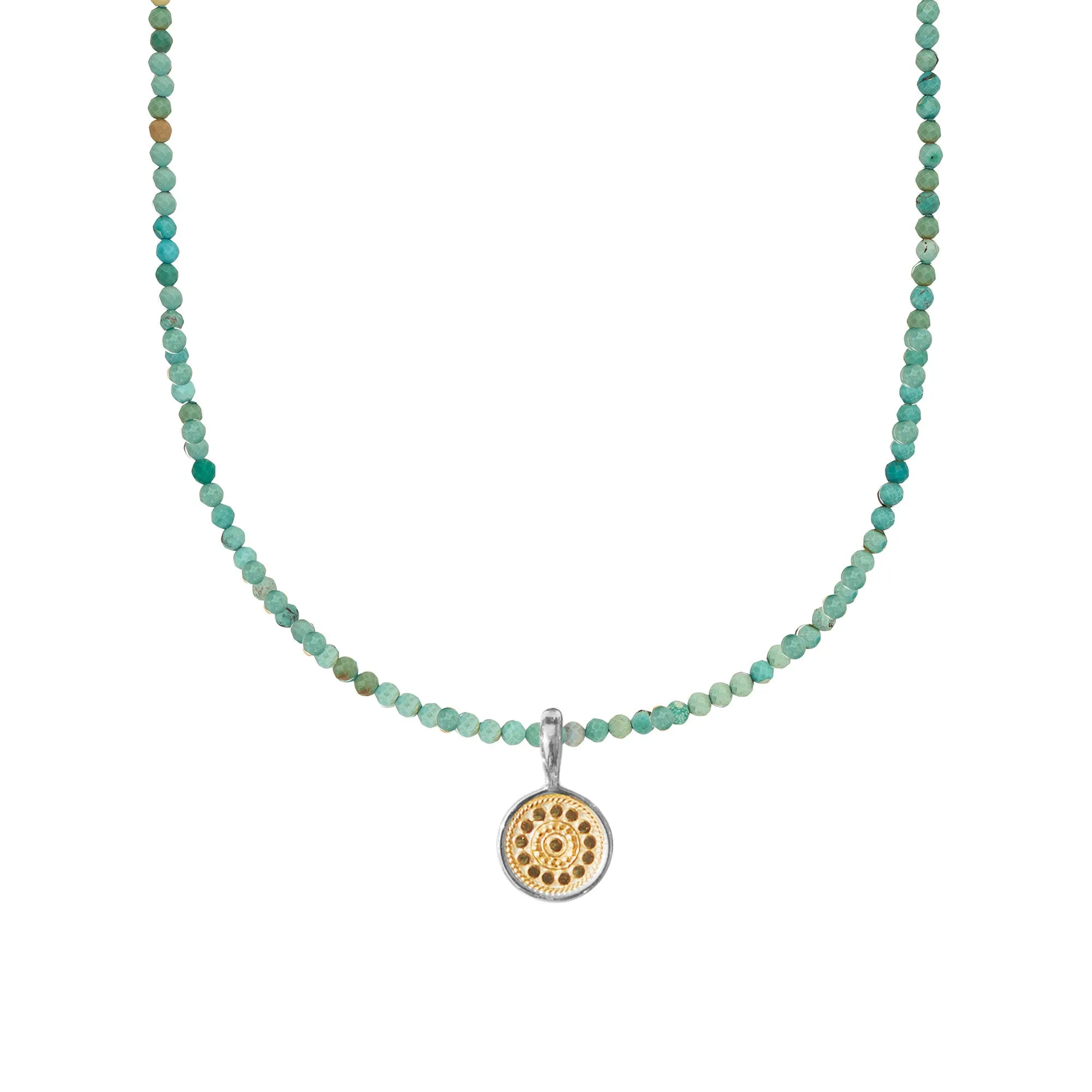 Mini Turquoise Beads x Medium Two Tone Dotted Pendant Necklace sold by Anna Beck product image thumbnail 3