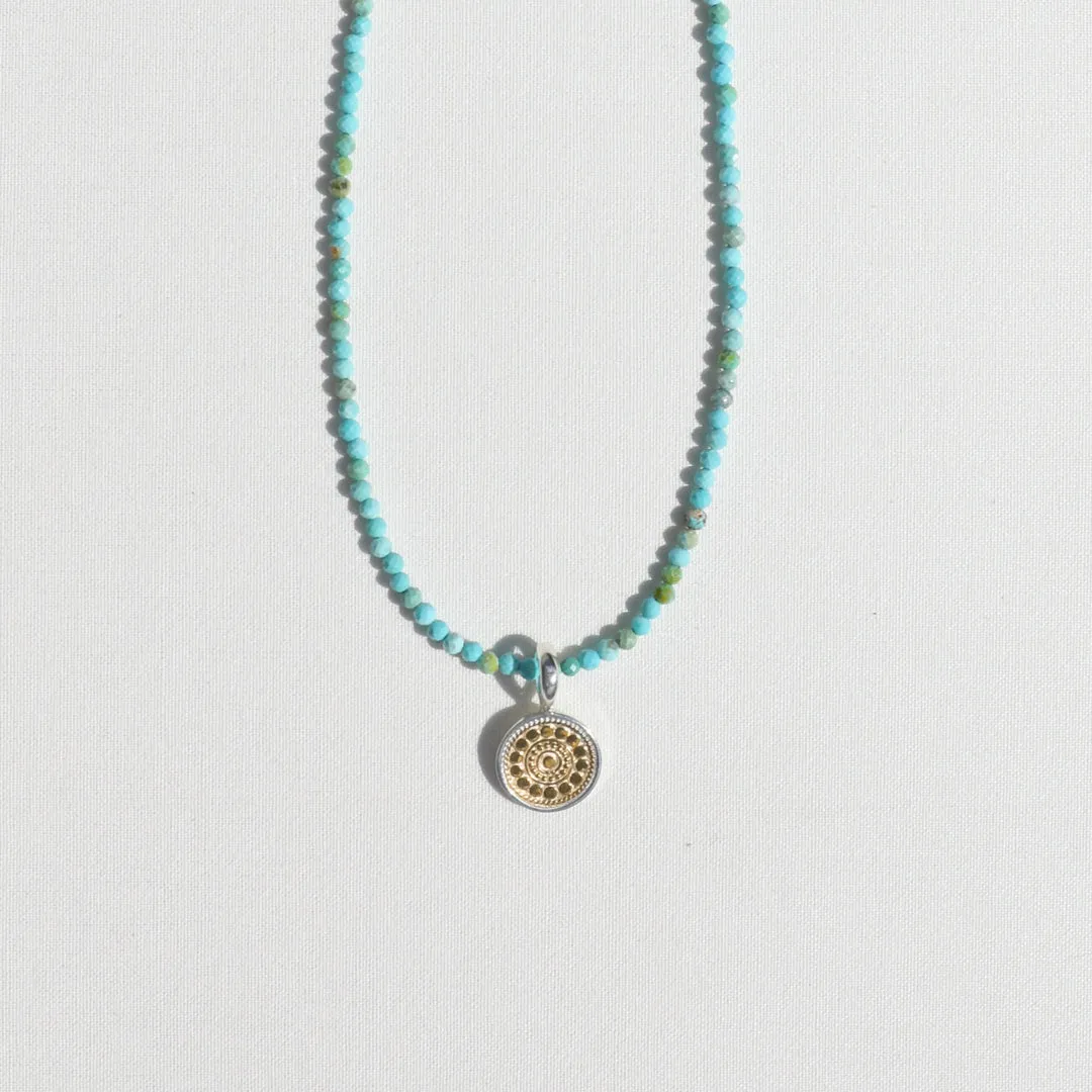 Mini Turquoise Beads x Medium Two Tone Dotted Pendant Necklace sold by Anna Beck