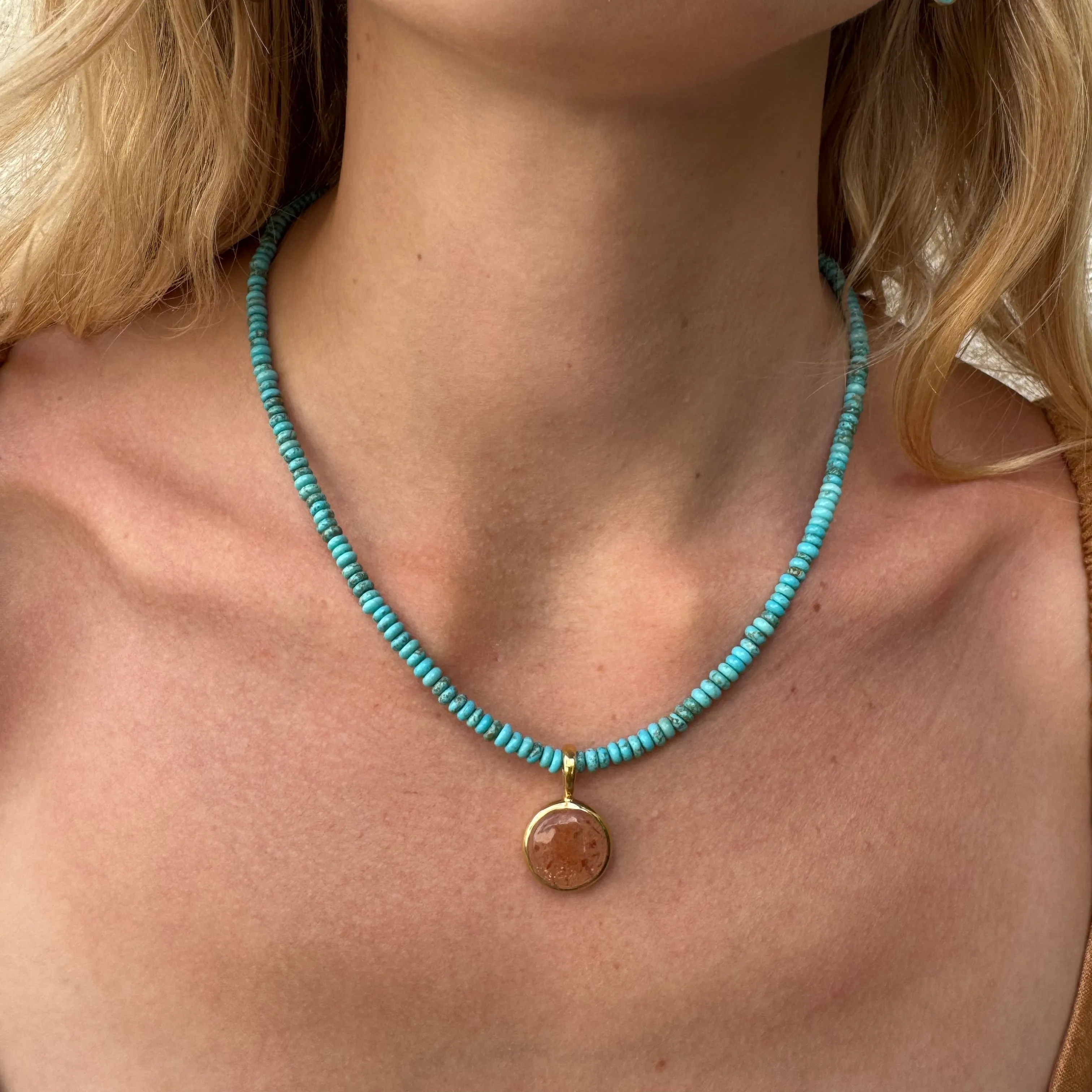 Turquoise Beads x Sunstone Pendant Necklace sold by Anna Beck product image thumbnail 4