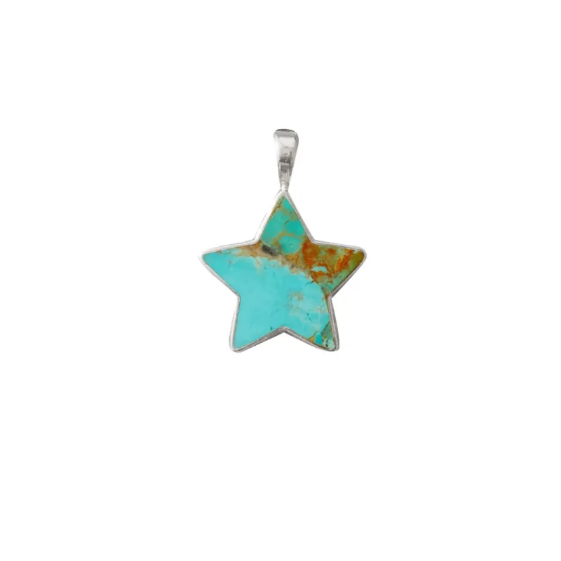 Turquoise Star Charm - Large Silver made by Anna Beck
