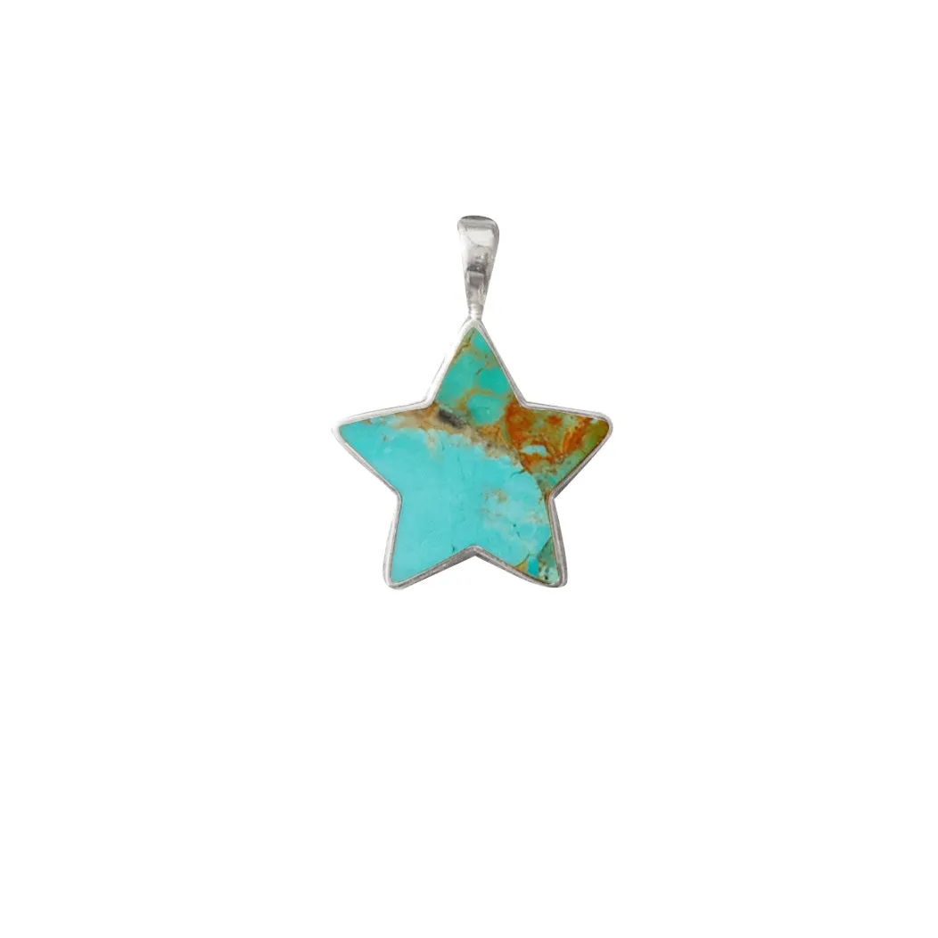 Turquoise Star Charm - Large Silver sold by Anna Beck