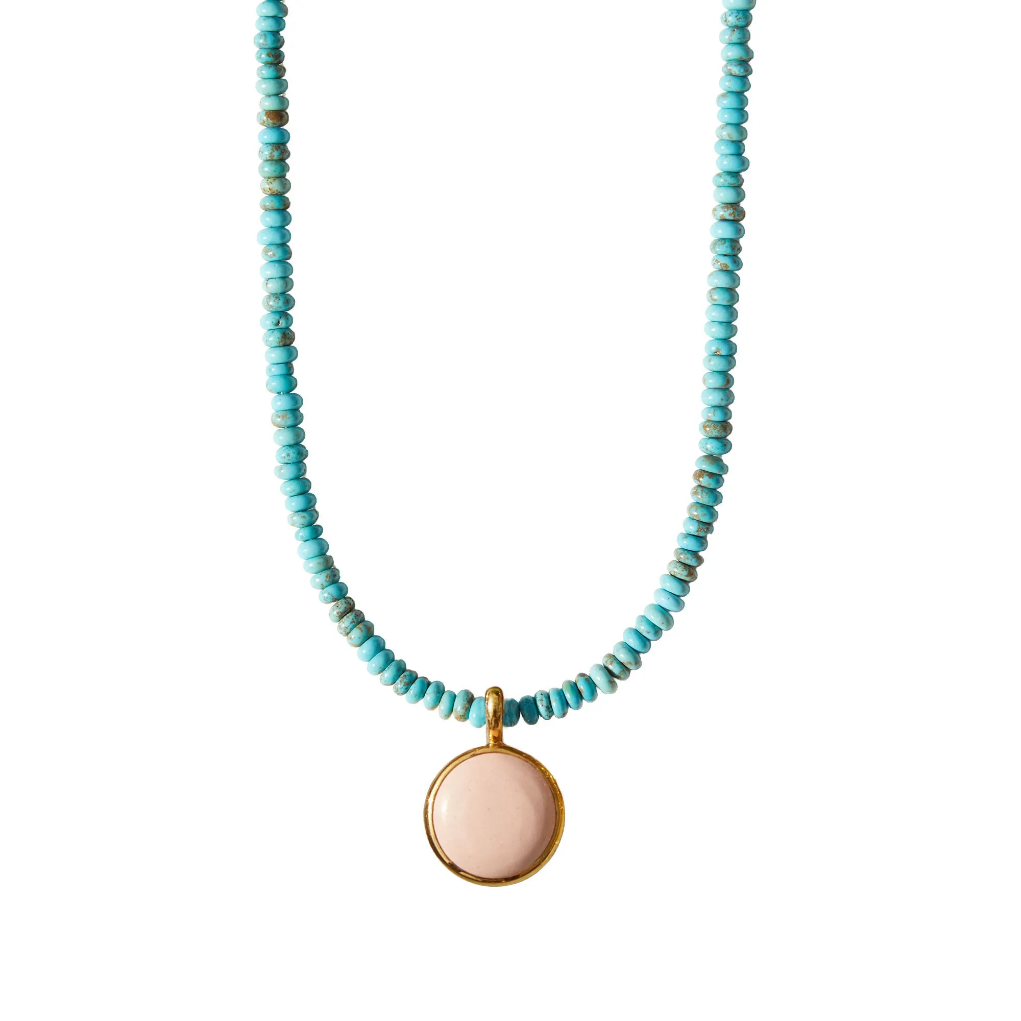 Turquoise Beads x Pink Opal Pendant Necklace sold by Anna Beck product image thumbnail 5