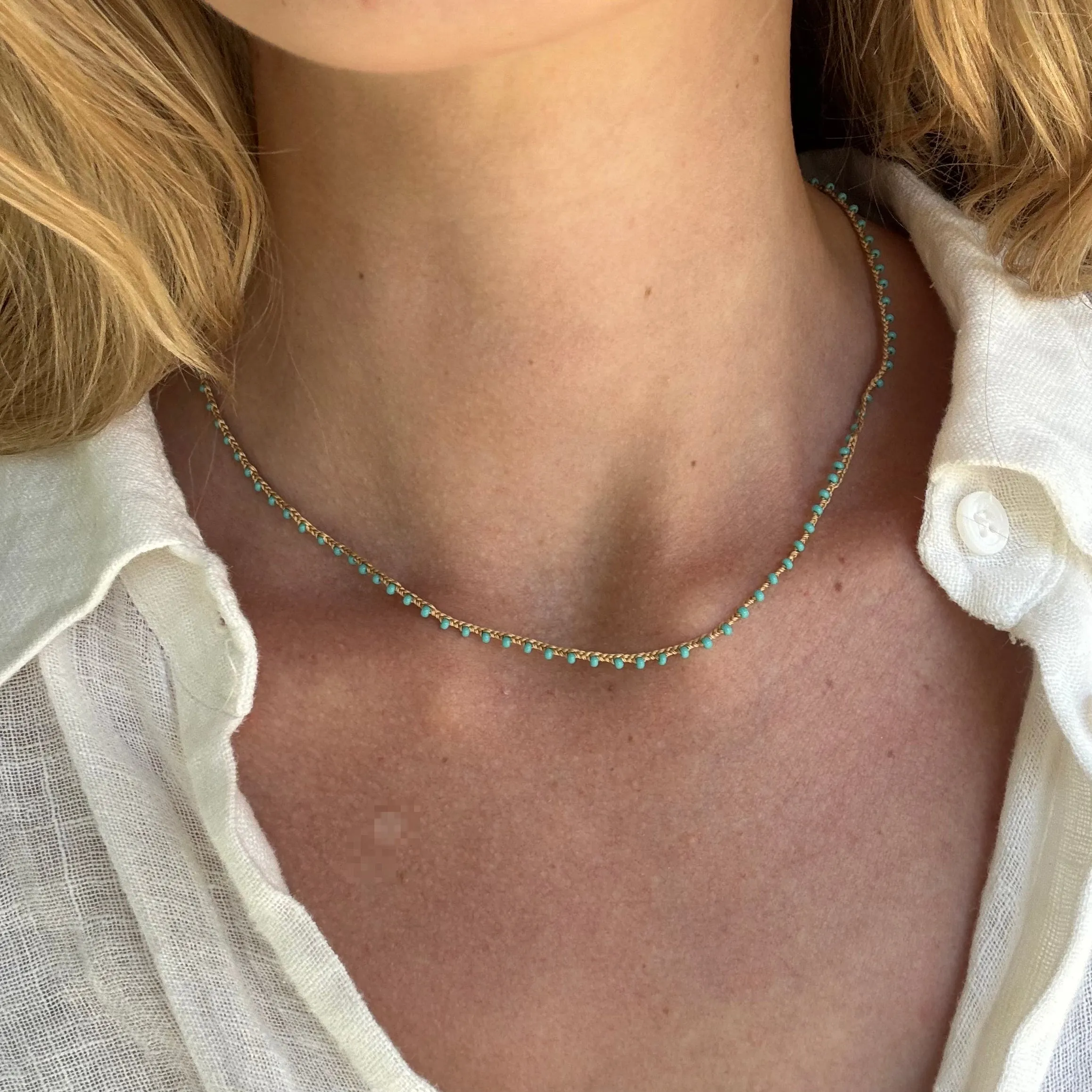 Turquoise Beaded Woven Necklace sold by Anna Beck product image thumbnail 2