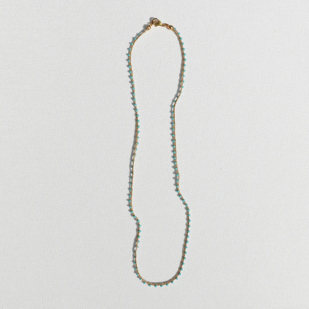 Turquoise Beaded Woven Necklace sold by Anna Beck product image thumbnail 3