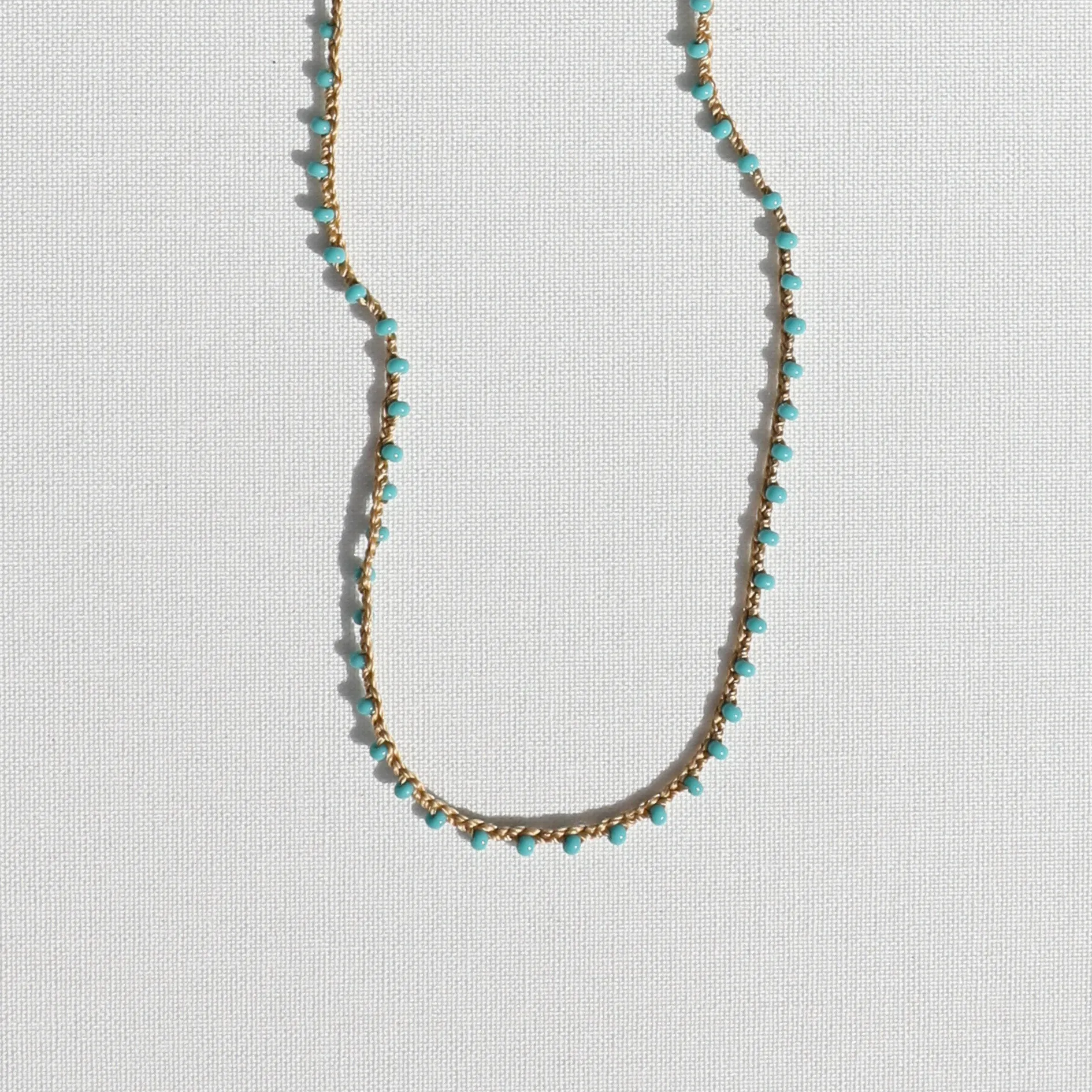 Turquoise Beaded Woven Necklace sold by Anna Beck