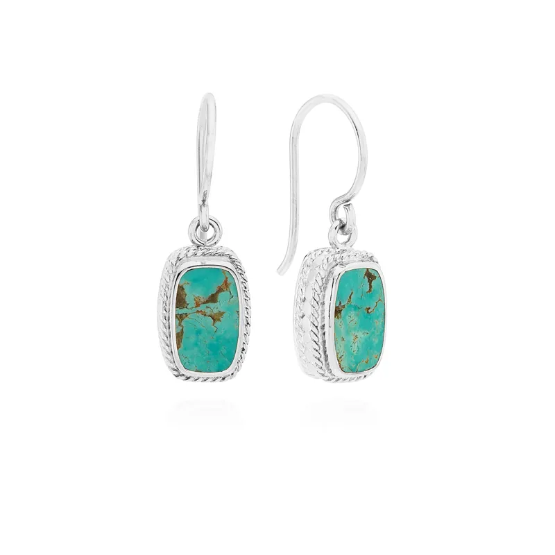 Turquoise Cushion Earrings - Silver made by Anna Beck