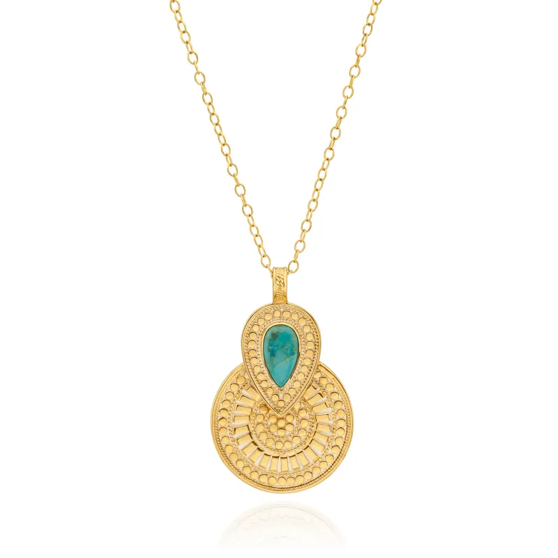 Turquoise Statement Pendant Necklace - Removable made by Anna Beck