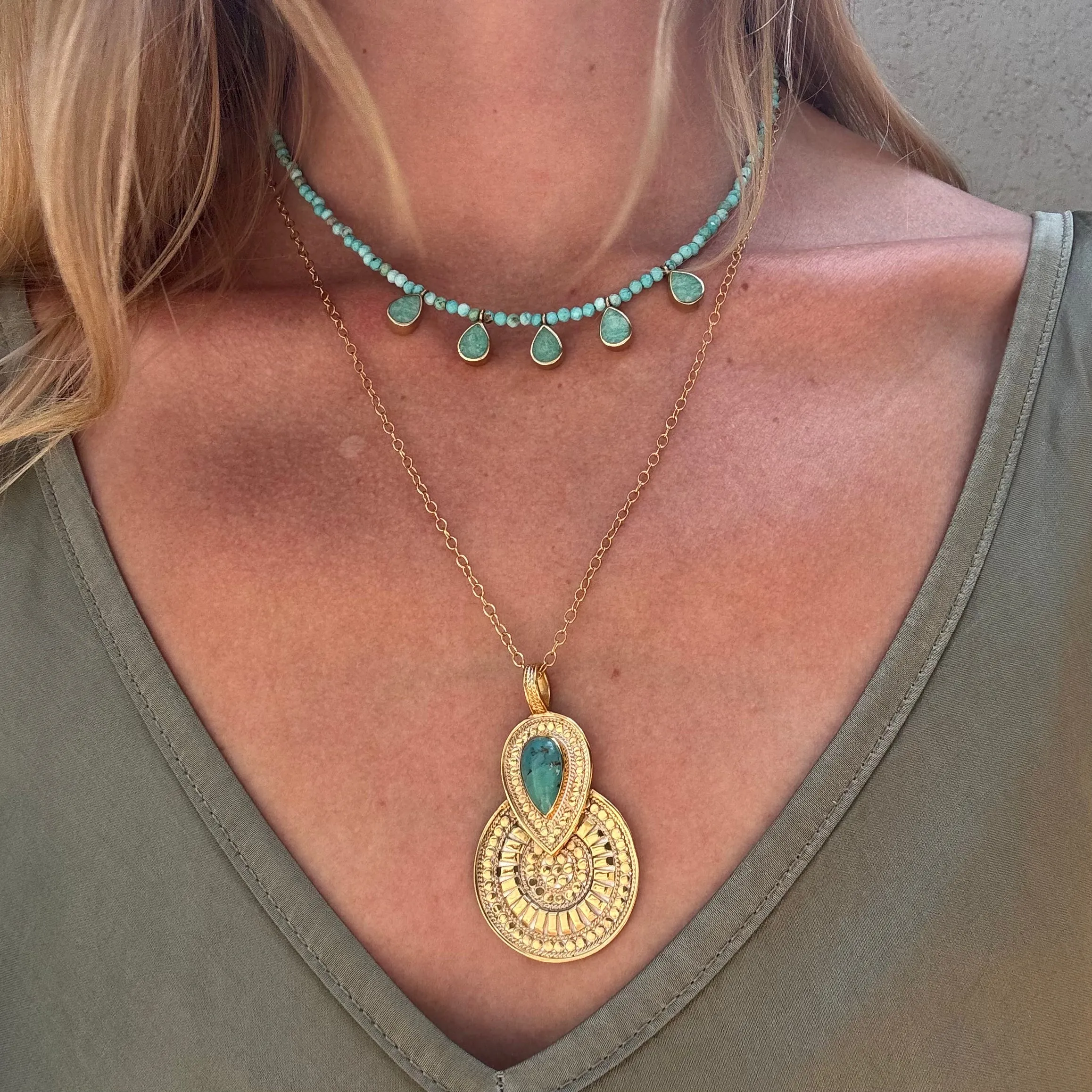 Turquoise Statement Pendant Necklace - Removable sold by Anna Beck product image thumbnail 5