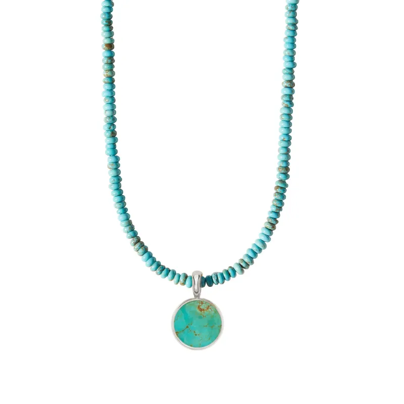 Turquoise Beads & Silver Turquoise Removable Pendant Necklace made by Anna Beck