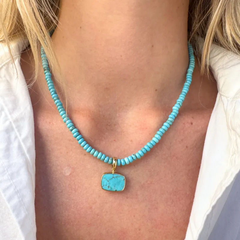 Turquoise Beads & Turquoise Cushion Removable Pendant made by Anna Beck