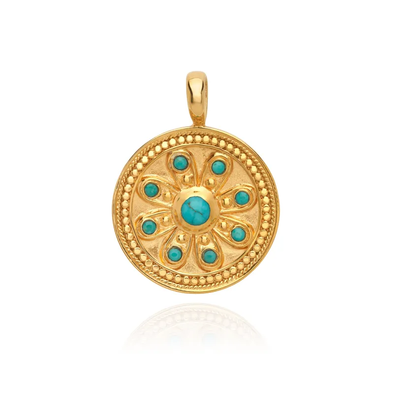 Floral Turquoise Necklace Charm made by Anna Beck