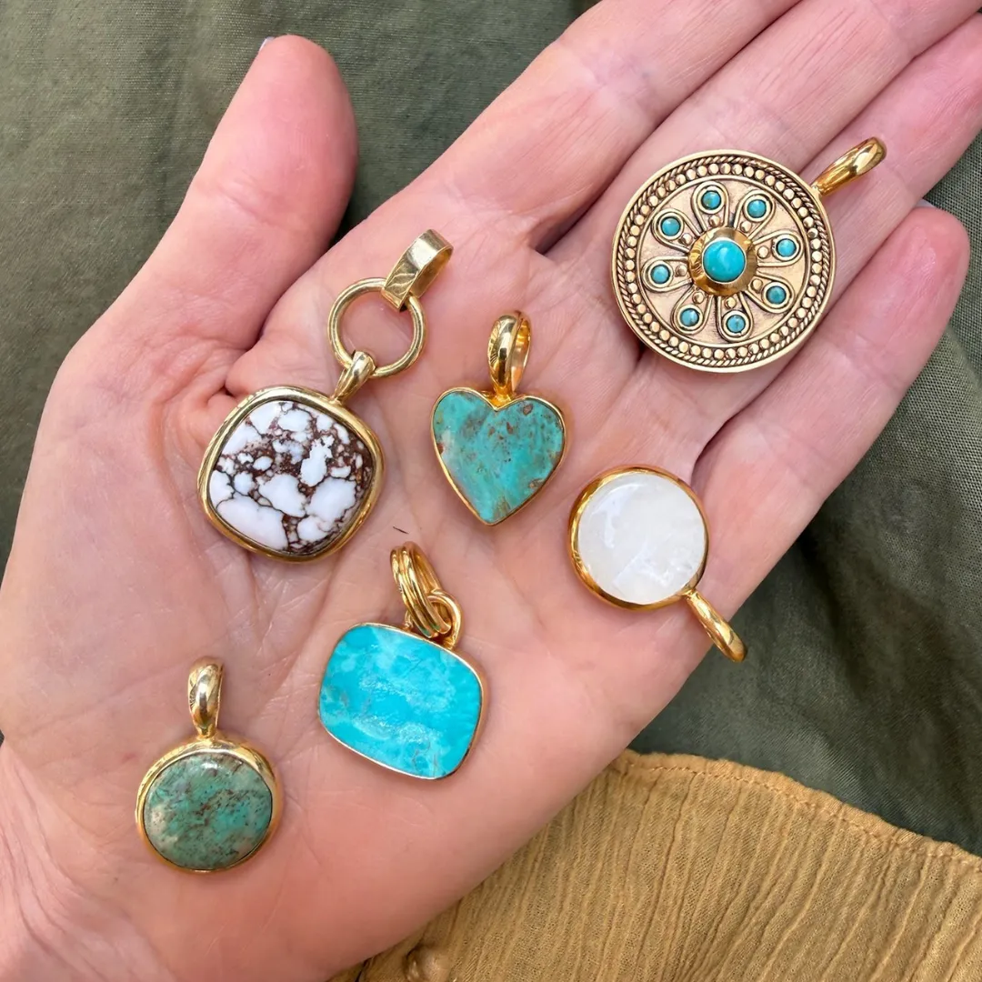 Floral Turquoise Necklace Charm sold by Anna Beck product image thumbnail 3