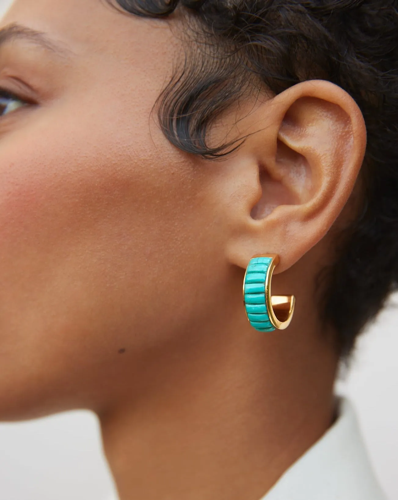 Rectangular Turquoise Multi-Stone Hoop Earrings sold by Anna Beck product image thumbnail 2