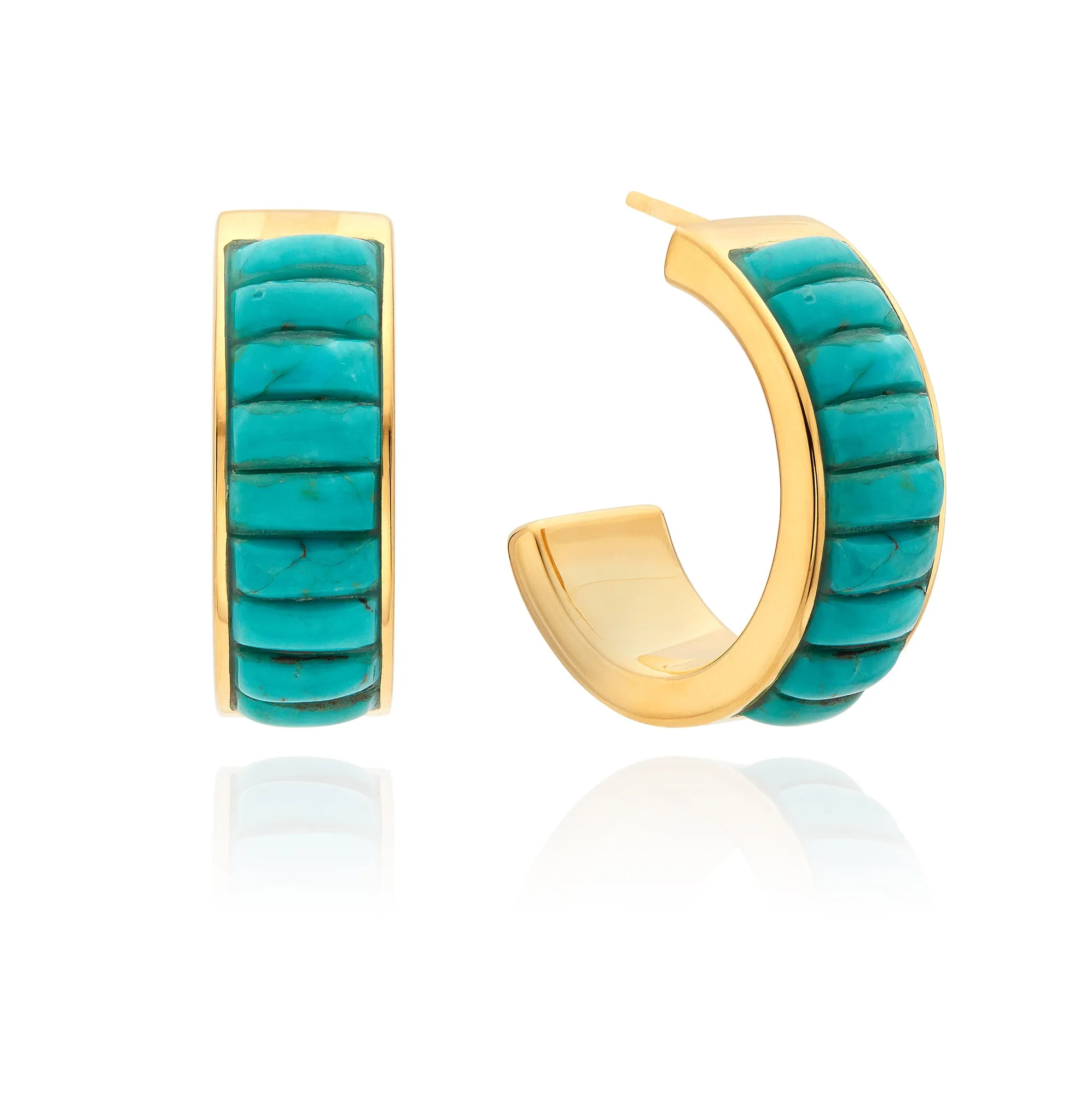 Rectangular Turquoise Multi-Stone Hoop Earrings sold by Anna Beck