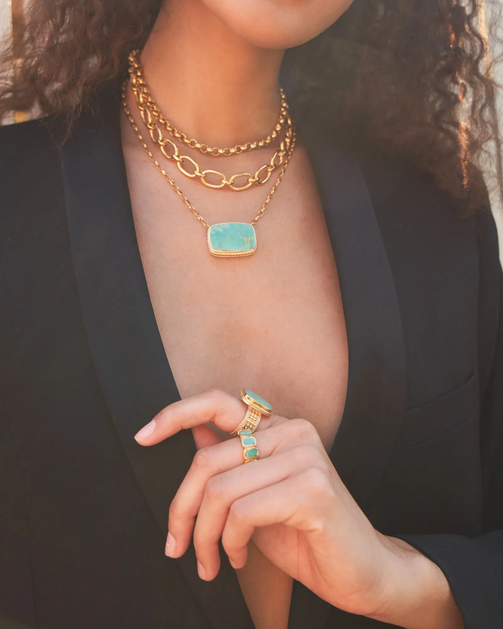 Large Turquoise Cushion Necklace sold by Anna Beck product image thumbnail 3