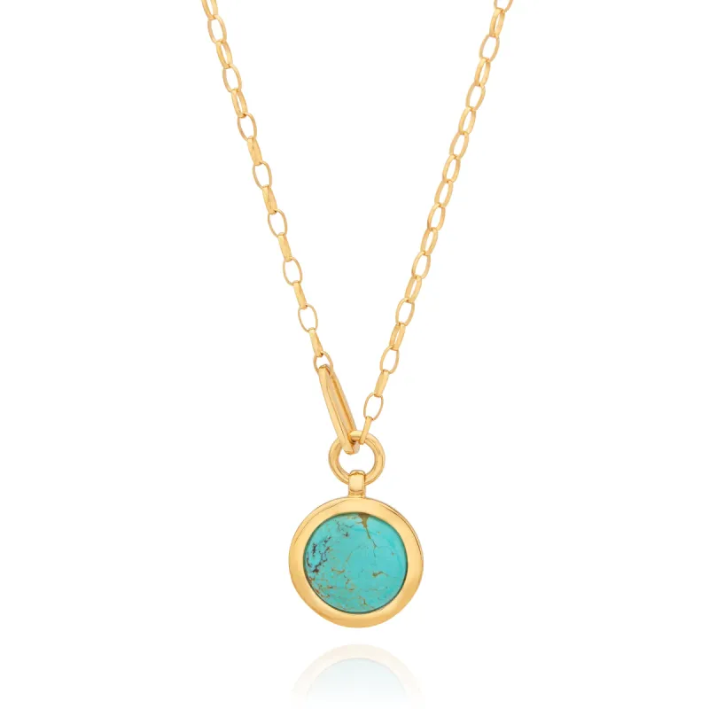 Large Wavy Turquoise Pendant Necklace - Gold made by Anna Beck