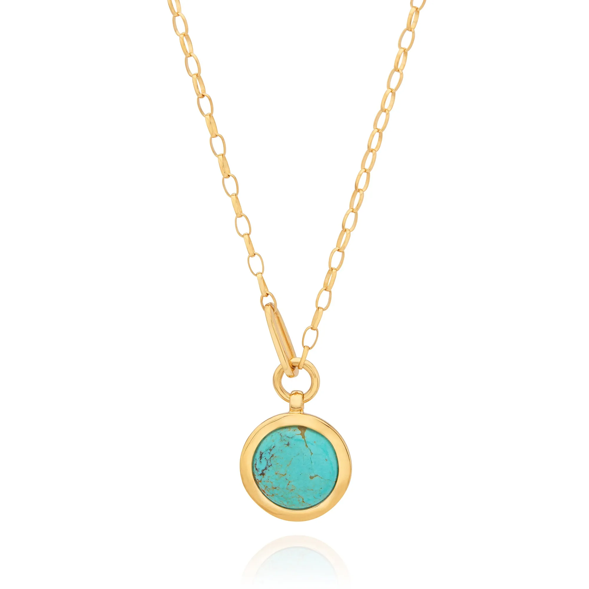 Large Wavy Turquoise Pendant Necklace - Gold sold by Anna Beck