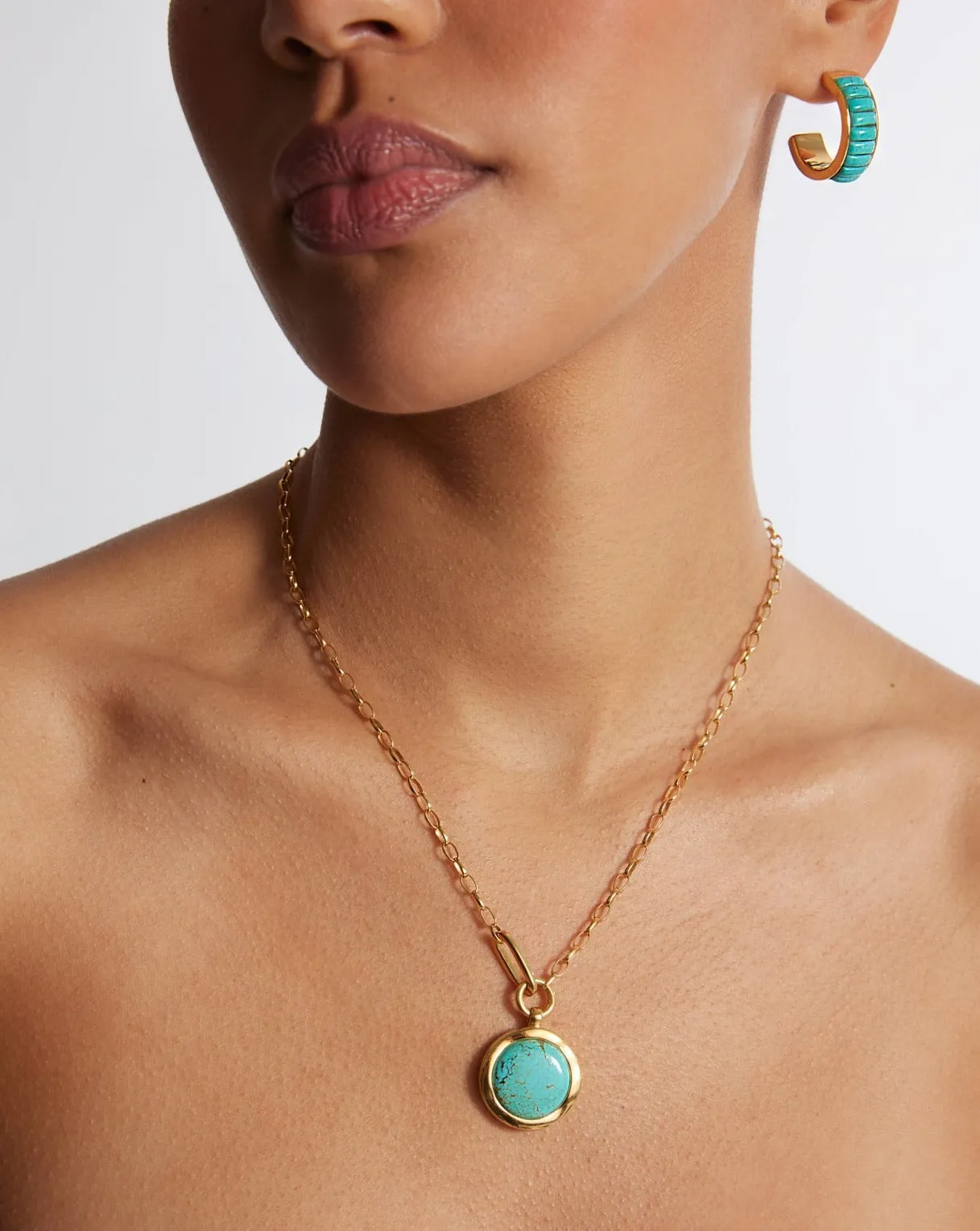Large Wavy Turquoise Pendant Necklace - Gold sold by Anna Beck product image thumbnail 2