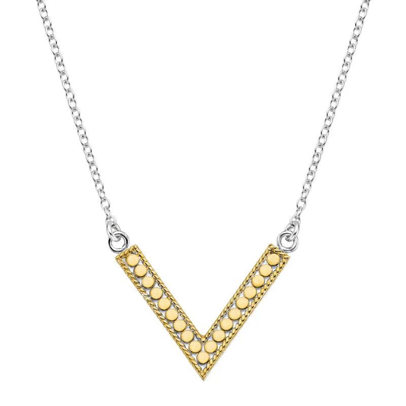 V - Necklace - Gold and Silver  sold by Anna Beck