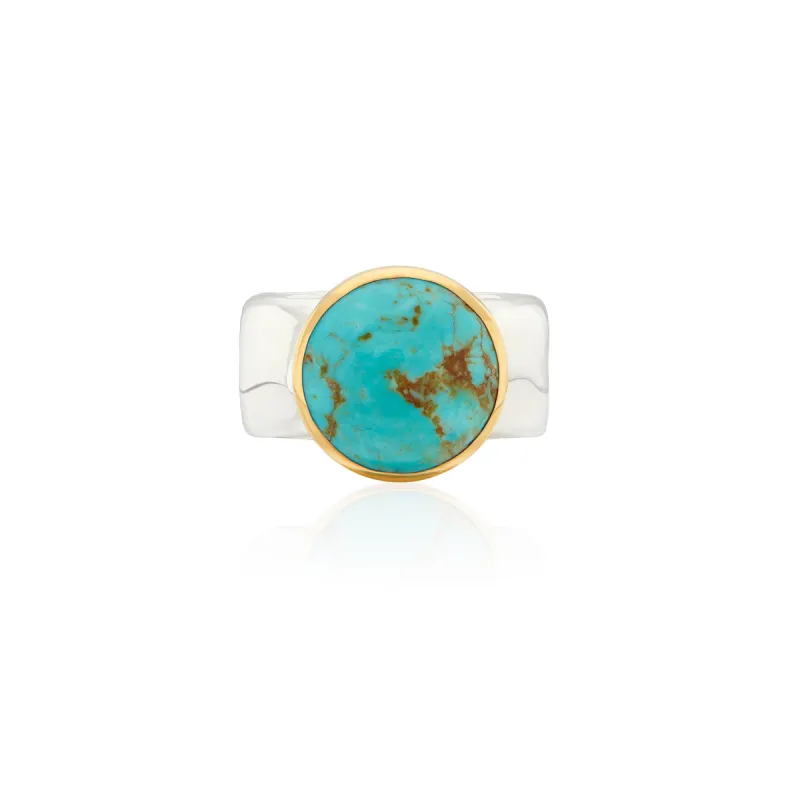 Large Wavy Turquoise Ring - Gold and Silver sold by Anna Beck
