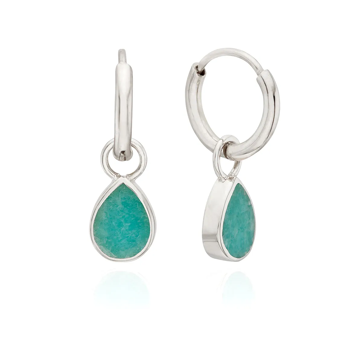 Amazonite Drop Charm Earrings - Silver sold by Anna Beck
