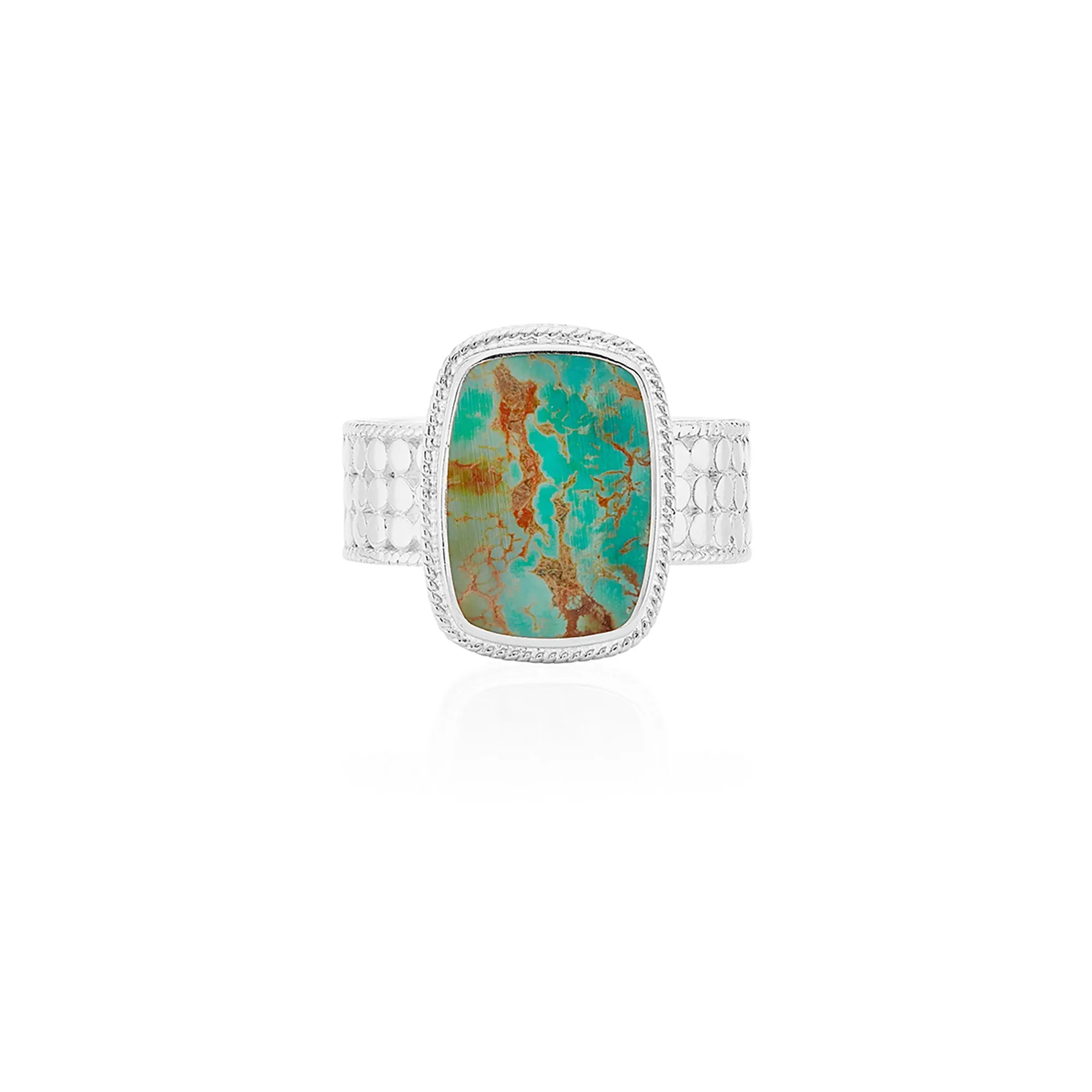 Medium Turquoise Cushion Ring - Silver sold by Anna Beck