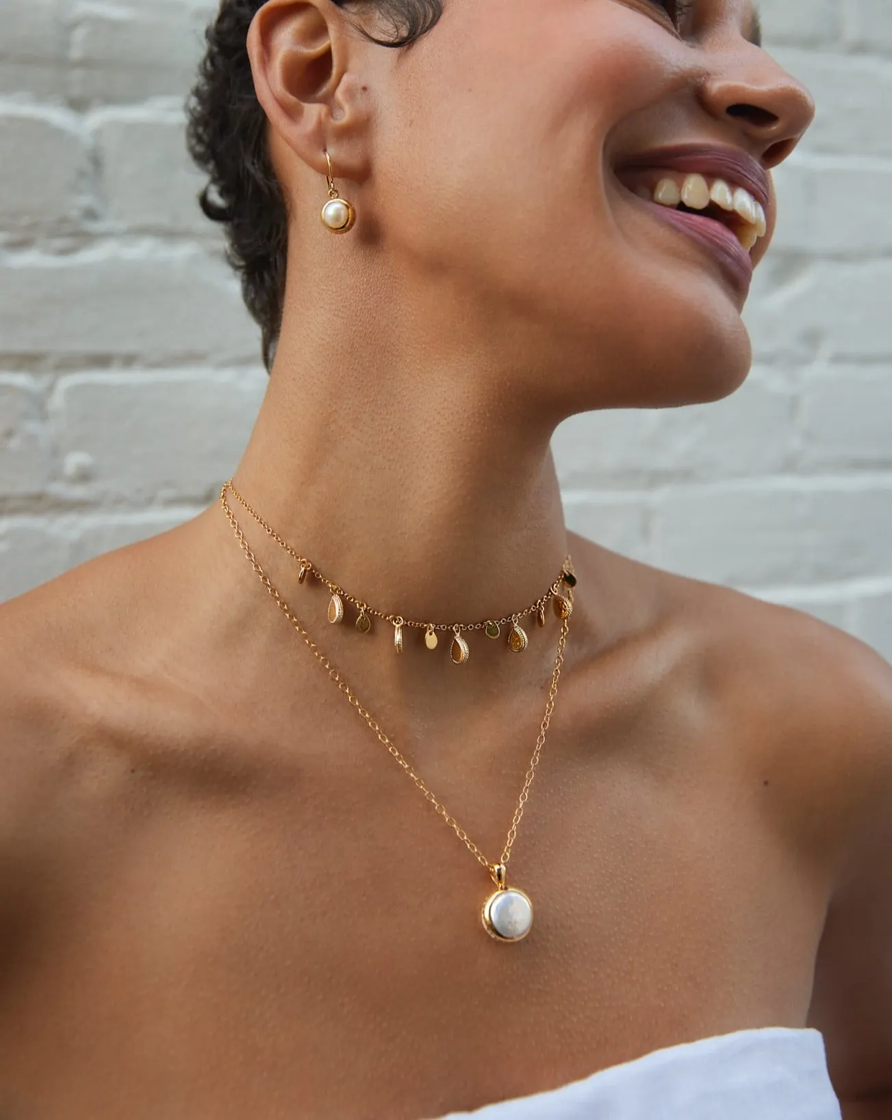 Small Coin Pearl Necklace sold by Anna Beck product image thumbnail 2