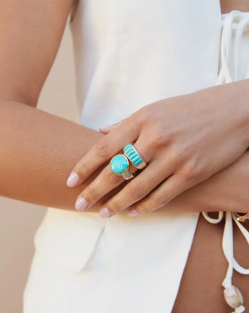 Rectangular Turquoise Multi-Stone Ring - Silver sold by Anna Beck product image thumbnail 2
