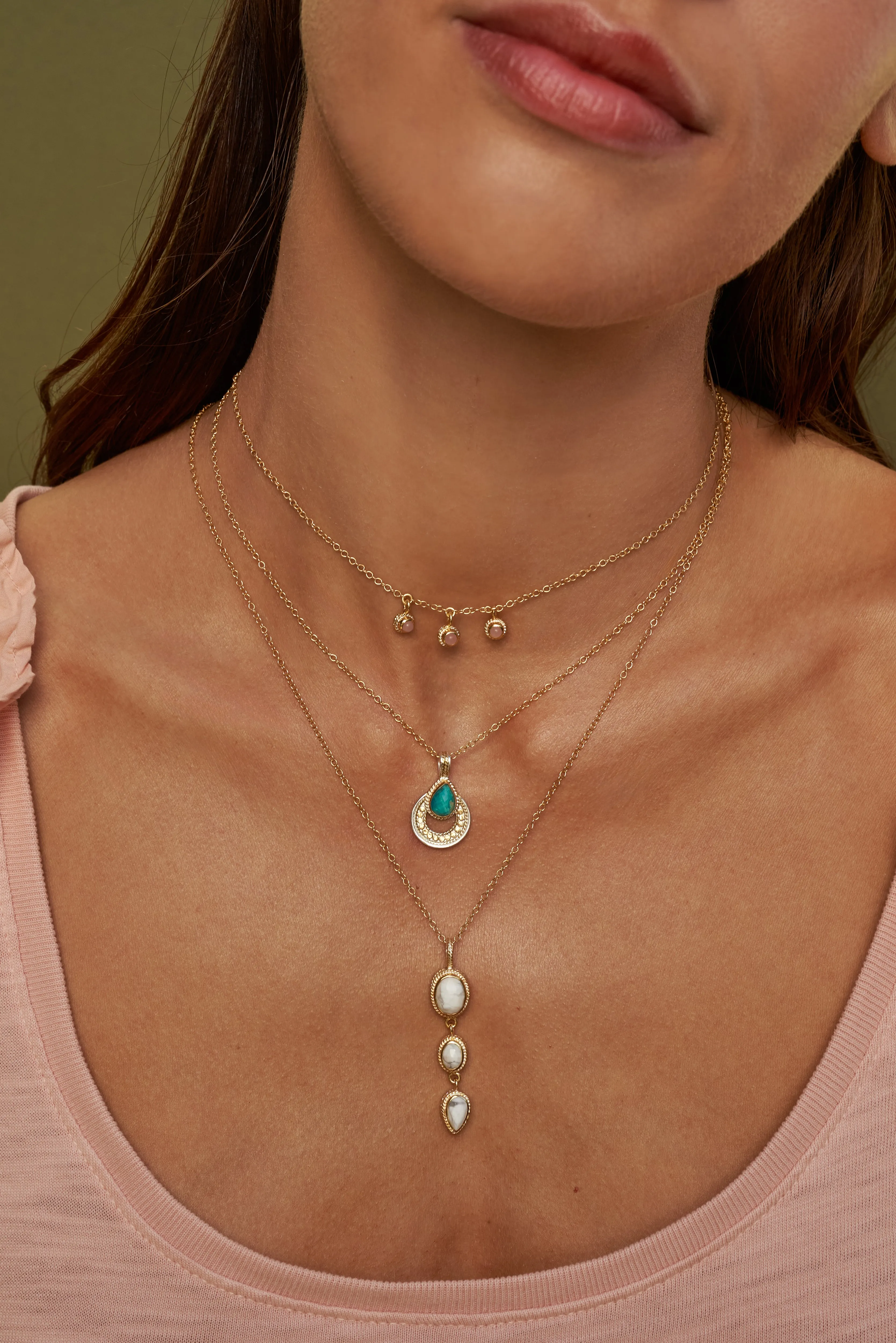 Howlite Multi-Stone Pendant Necklace sold by Anna Beck product image thumbnail 2