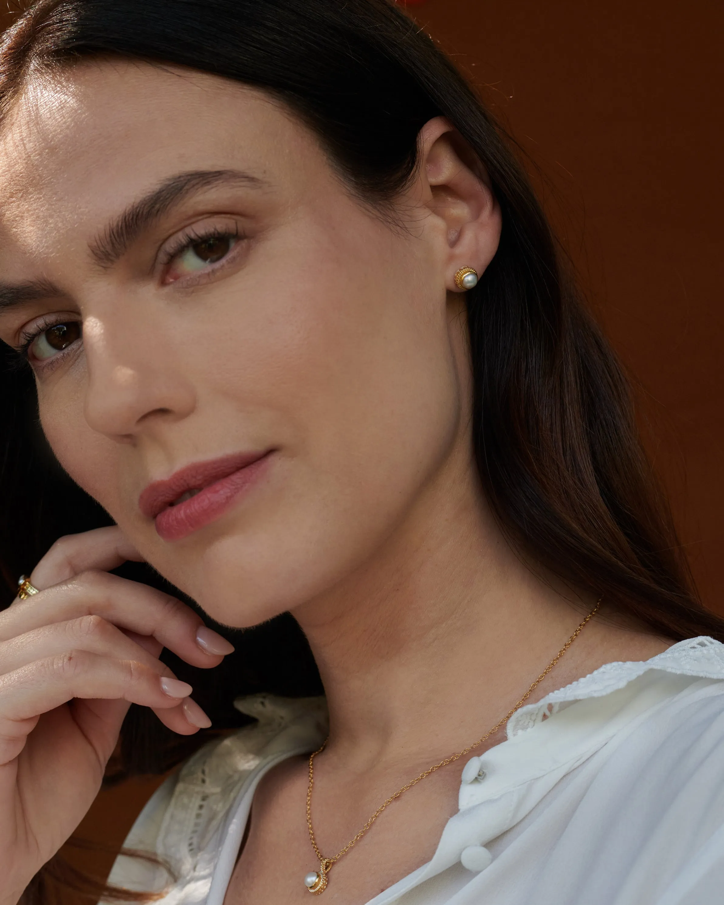 Pearl Circle Drop Necklace sold by Anna Beck product image thumbnail 3