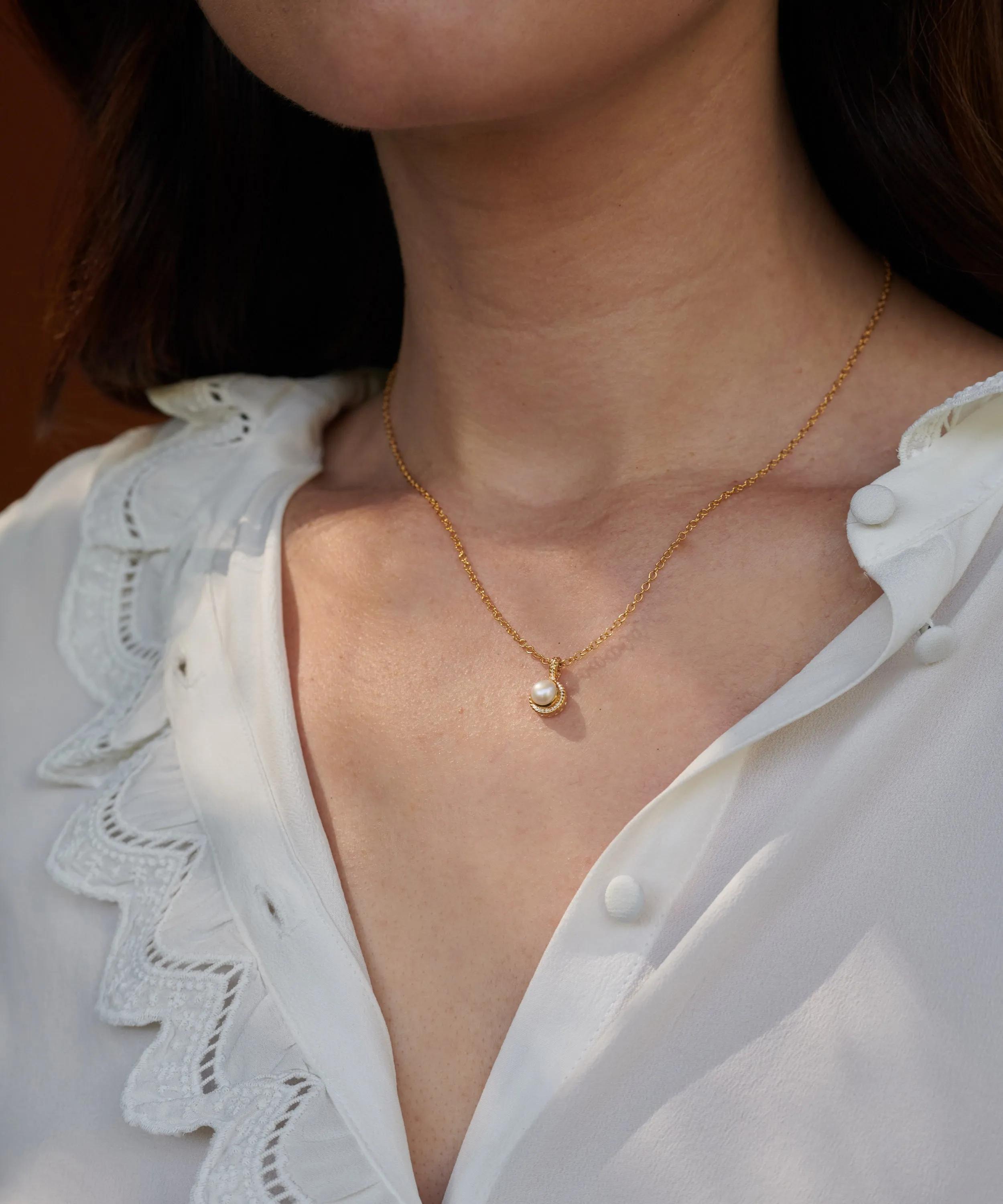 Pearl Circle Drop Necklace sold by Anna Beck product image thumbnail 2