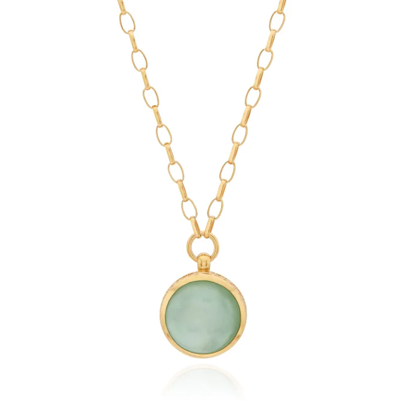 Medium Green Quartz Pendant - Gold sold by Anna Beck