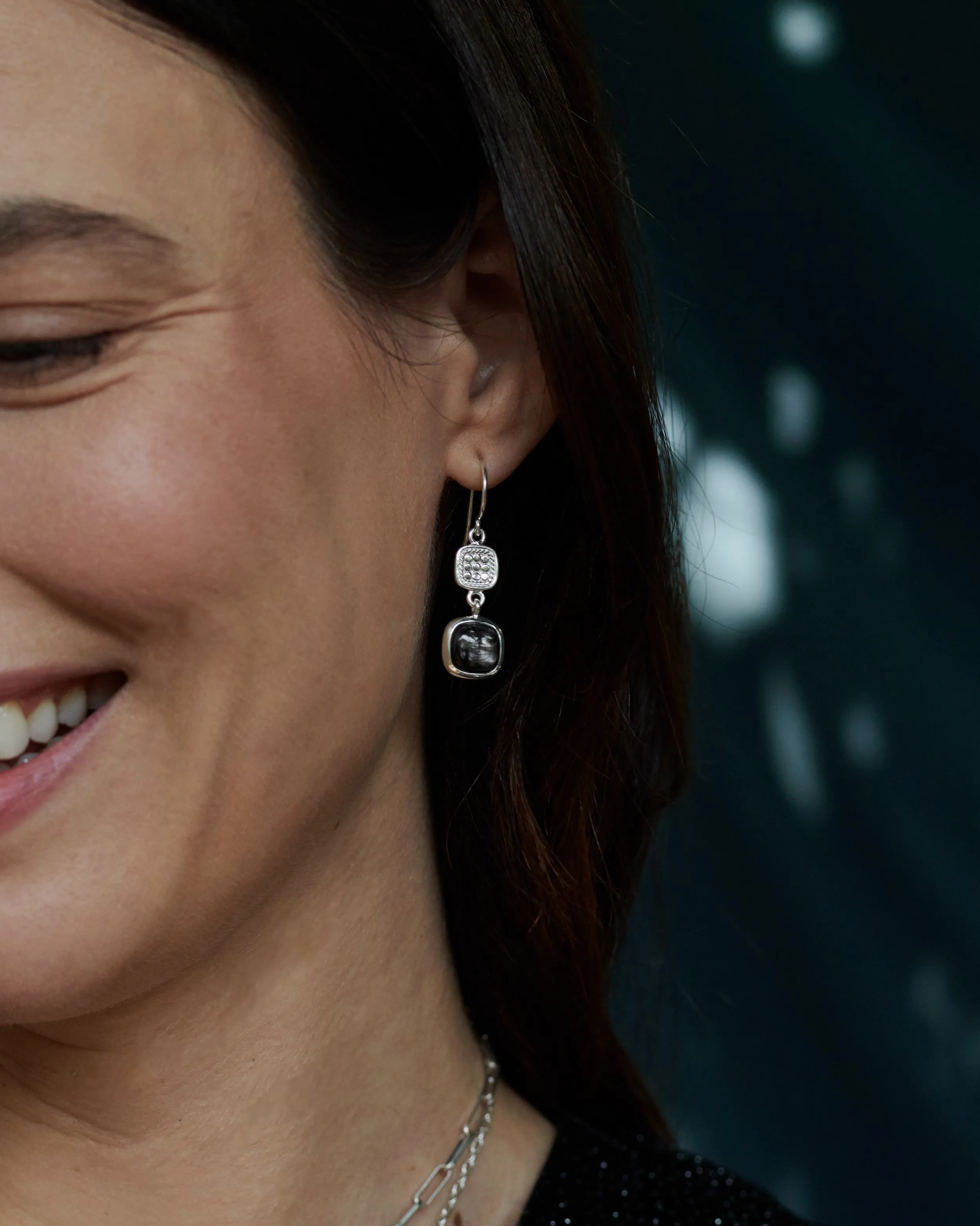 Hypersthene Double Drop Earrings - Silver sold by Anna Beck product image thumbnail 2